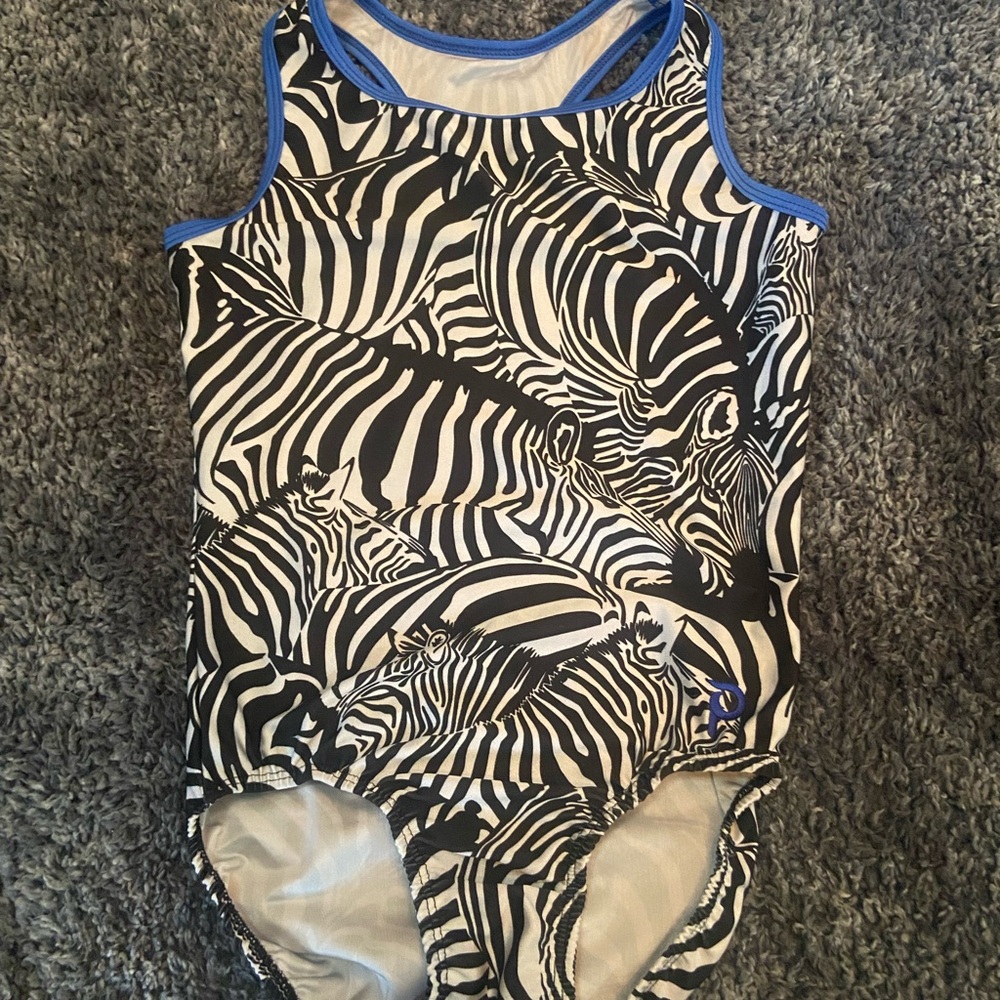 Plum Practicewear, AM, Black & White Zebra Print Racerback Leo